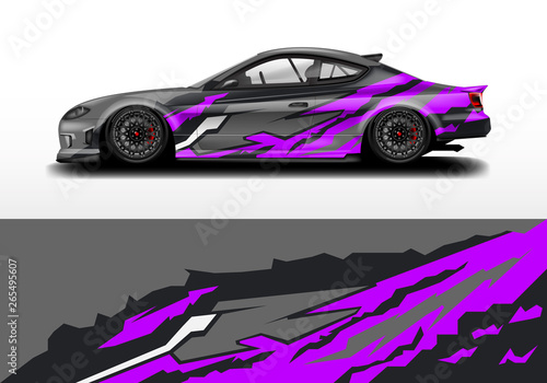Car wrap graphic vector. Abstract stripe racing background kit designs for wrap vehicle, race car, rally, adventure and livery