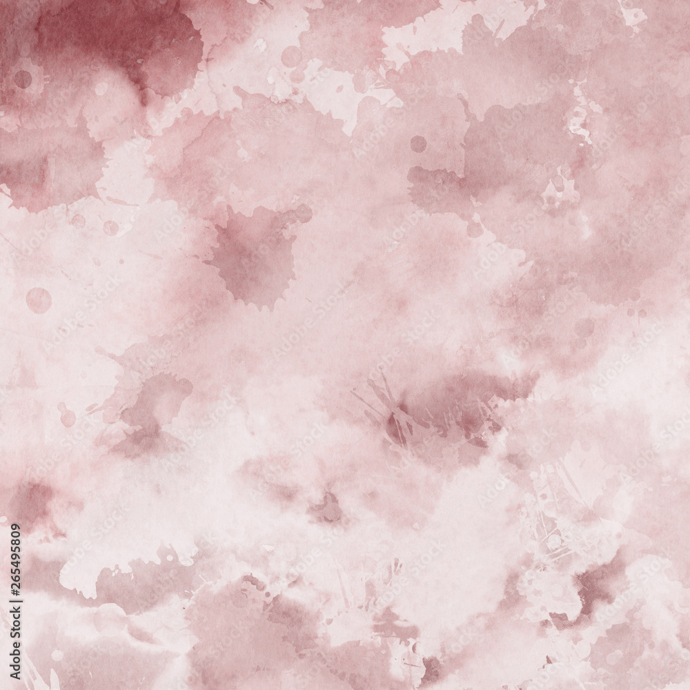 Red ink and watercolor texture on white paper background. Paint leaks and ombre effects. Hand painted abstract image.