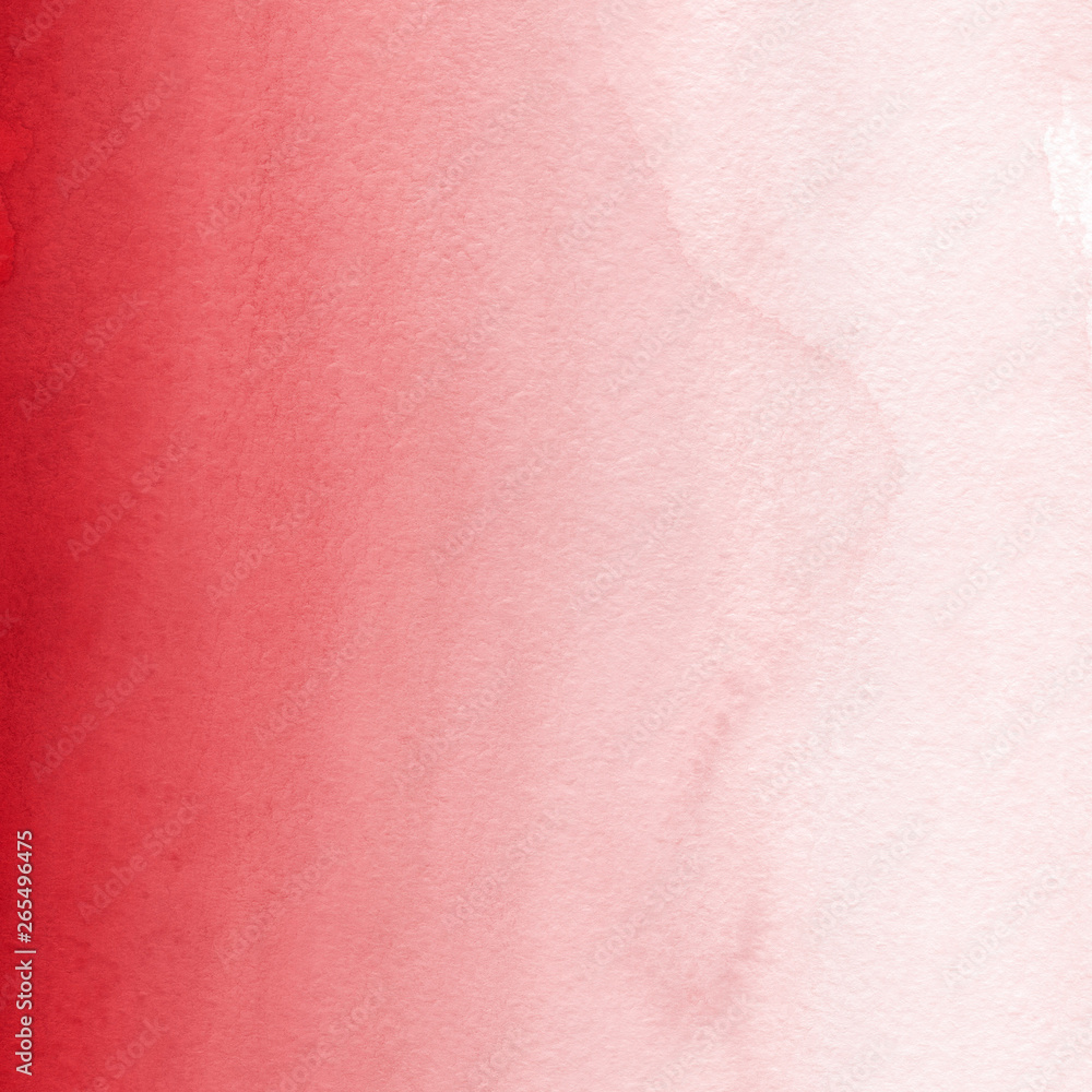 Fototapeta premium Red ink and watercolor texture on white paper background. Paint leaks and ombre effects. Hand painted abstract image.