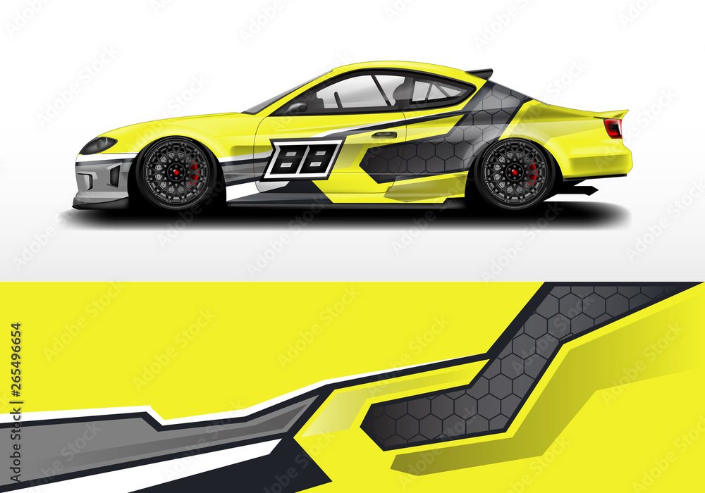 Car wrap graphic vector. Abstract stripe racing background kit designs for wrap vehicle, race car, rally, adventure and livery Car wrap graphic vector. Abstract stripe racing background kit designs for wrap vehicle, race car, rally, adventure and livery