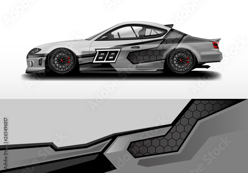 Car wrap graphic vector. Abstract stripe racing background kit designs for wrap vehicle  race car  rally  adventure and livery