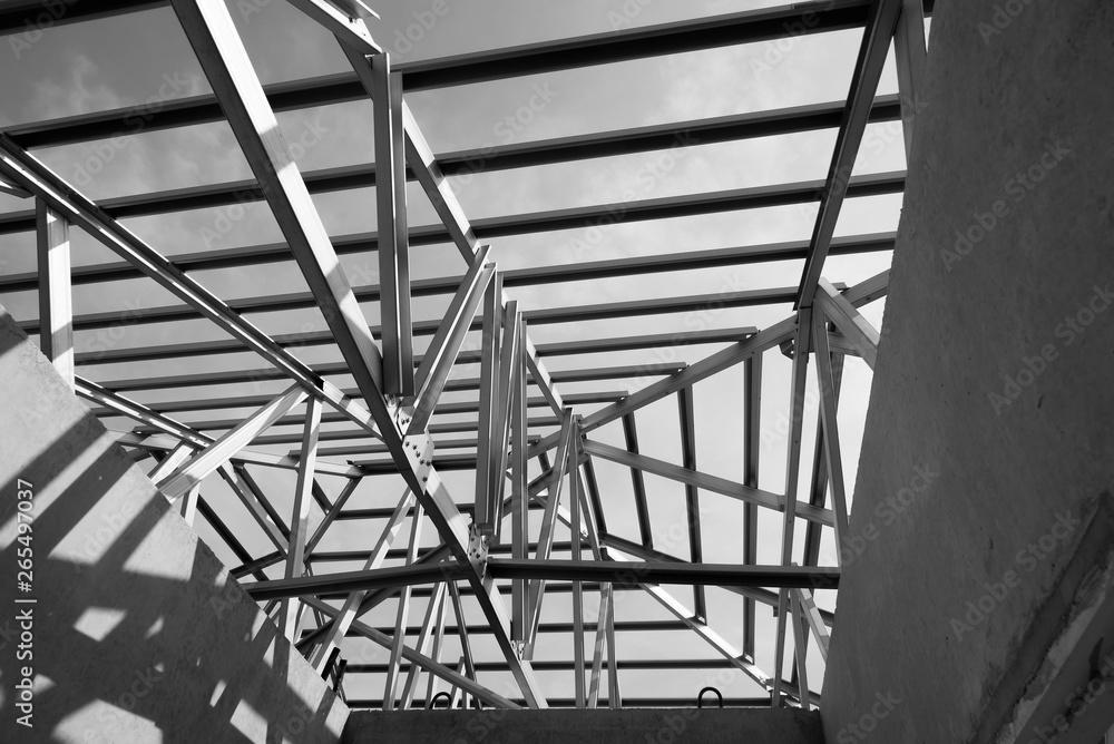 Structure of steel roof frame. Structure of steel roof frame.