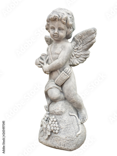 Cupid sculpture on white background. (clipping path)