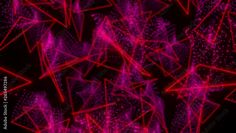Falling triangles from lines emitting particles. Seamless loop Falling triangles from lines emitting particles. Seamless loop