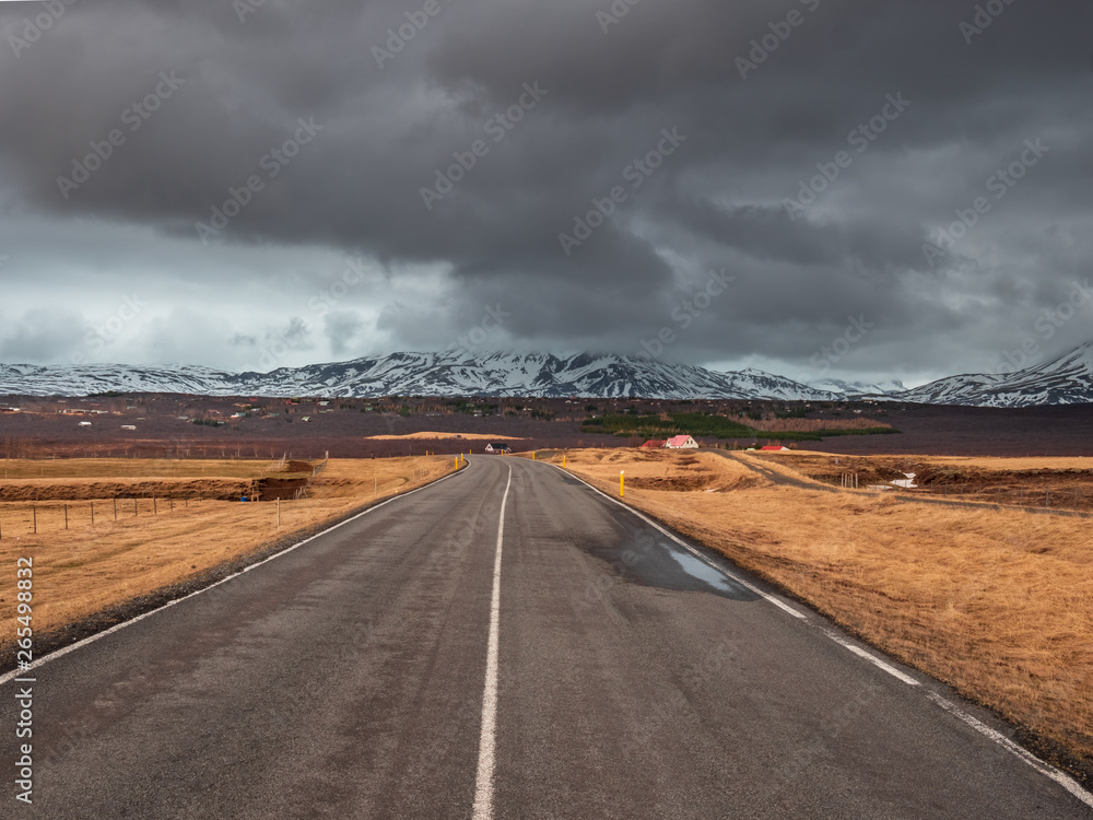 Iceland Roads as a mystic travel path during vacation