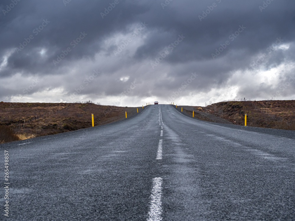Iceland Roads as a mystic travel path during vacation