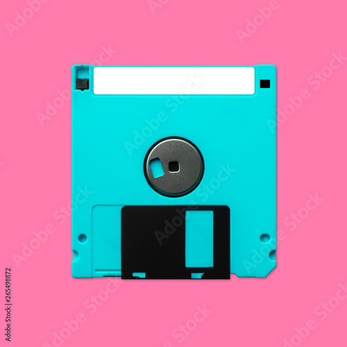 Floppy Disk 3.5 Inch Back Nostalgia, Isolated And Presented In Punchy Pastel Colors