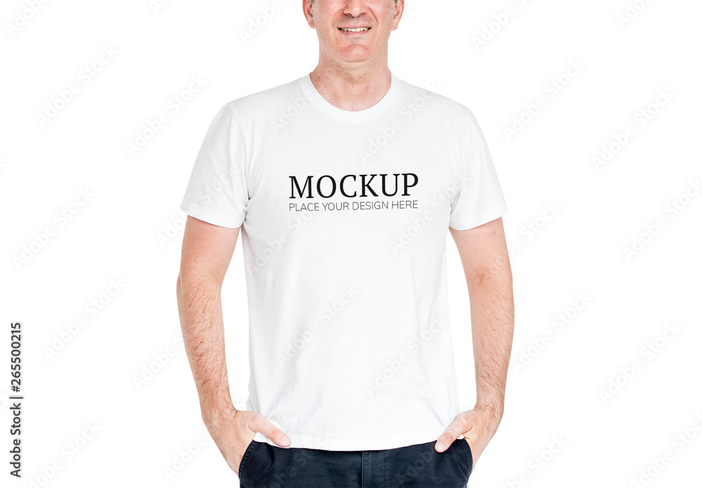 Modelo de Person Wearing a TShirt Mockup do Stock Adobe Stock