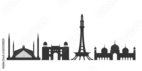 Pakistan logo. Isolated Pakistani architecture on white background