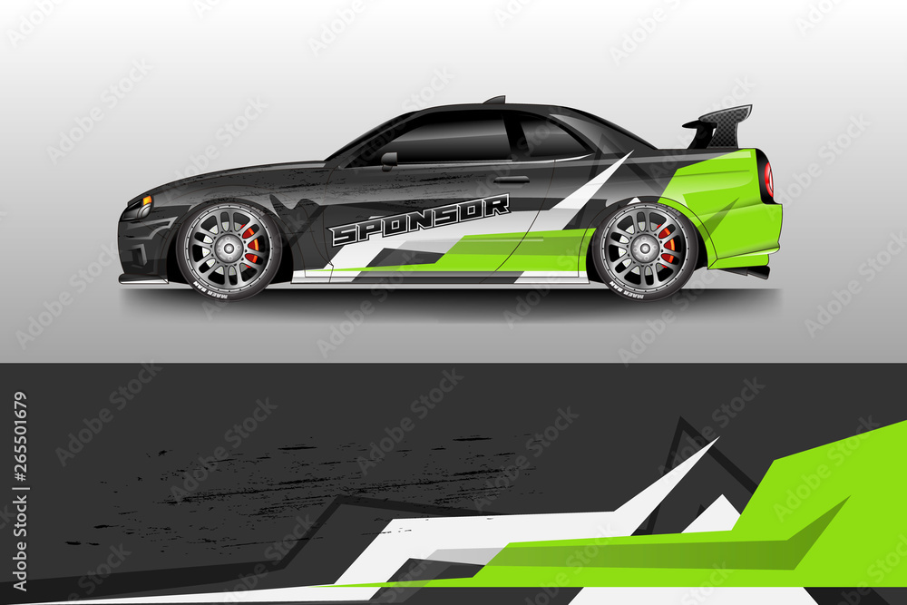 Car wrap livery decal vector , supercar, rally, drift . Graphic abstract stripe racing background . Eps 10 Car wrap livery decal vector , supercar, rally, drift . Graphic abstract stripe racing background . Eps 10