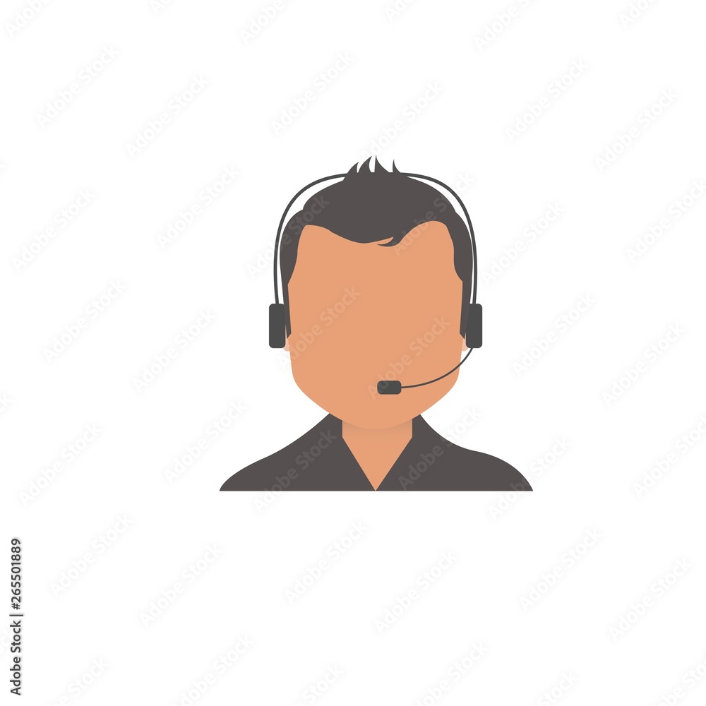 Call center operator with headset, Support Services, Online Support Center, Flat Designed Vector Illustration Call center operator with headset, Support Services, Online Support Center, Flat Designed Vector Illustration