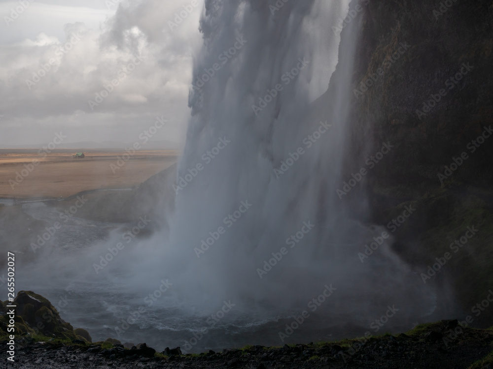 The Iceland Seljalandsfoss during cold Spring The Iceland Seljalandsfoss during cold Spring