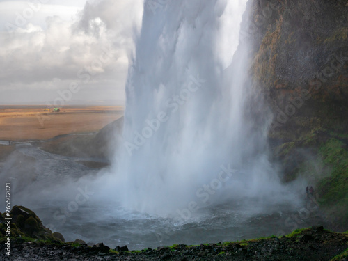 The Iceland Seljalandsfoss during cold Spring