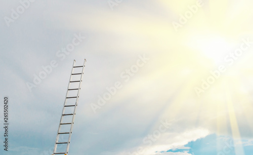 Stairway to Heaven. Against the backdrop of clouds and the rays of the sun.