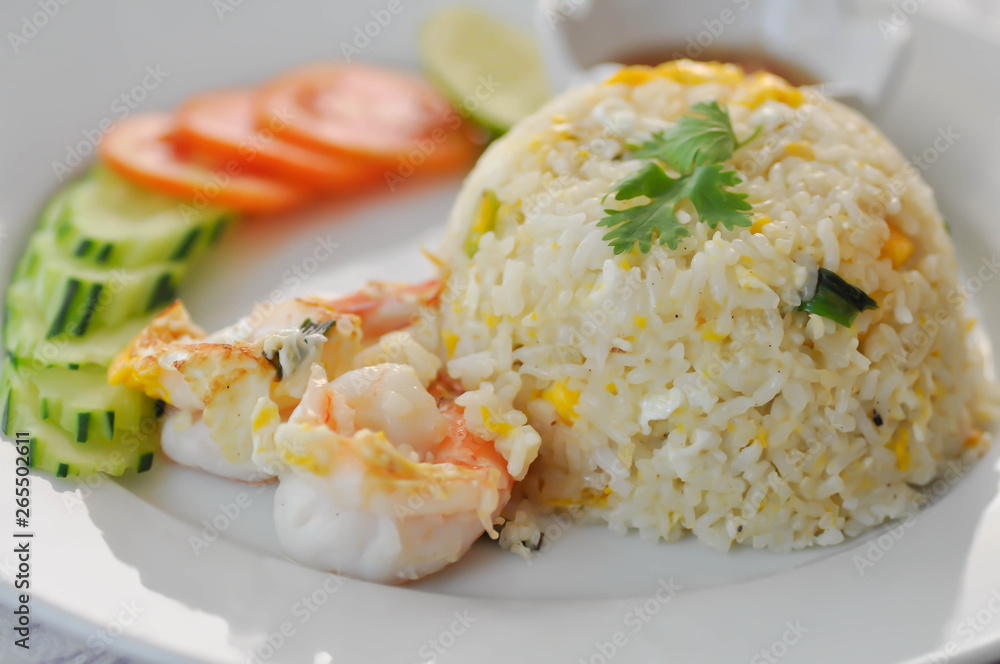 stir-fried rice with shrimp and vegetable stir-fried rice with shrimp and vegetable