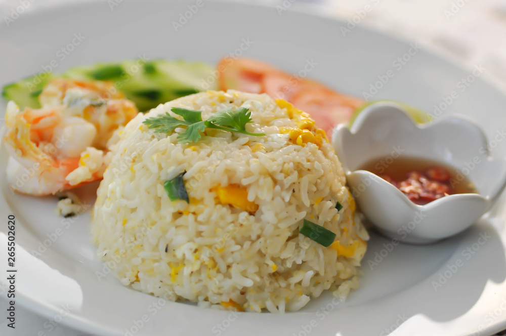 stir-fried rice with shrimp and vegetable stir-fried rice with shrimp and vegetable