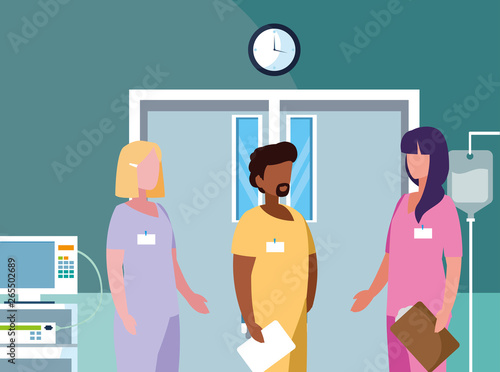 interracial group medicine workers in operating theater