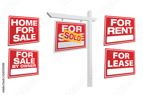 Set of Left Facing Vector Real Estate Signs - Build Your Own