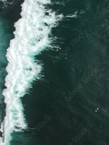 Aerial view from a surfer in a Surf Spot. Drone photo