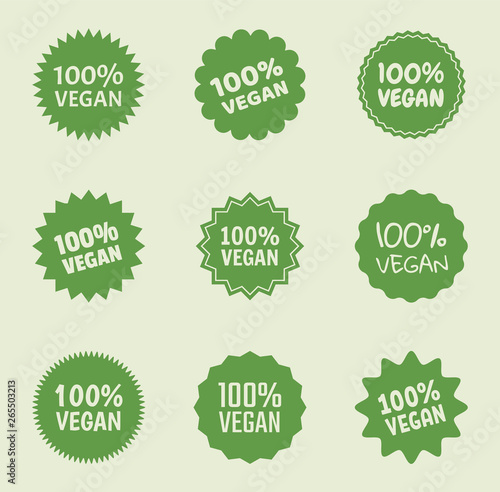 vegan logo icon set, organic natural food labels