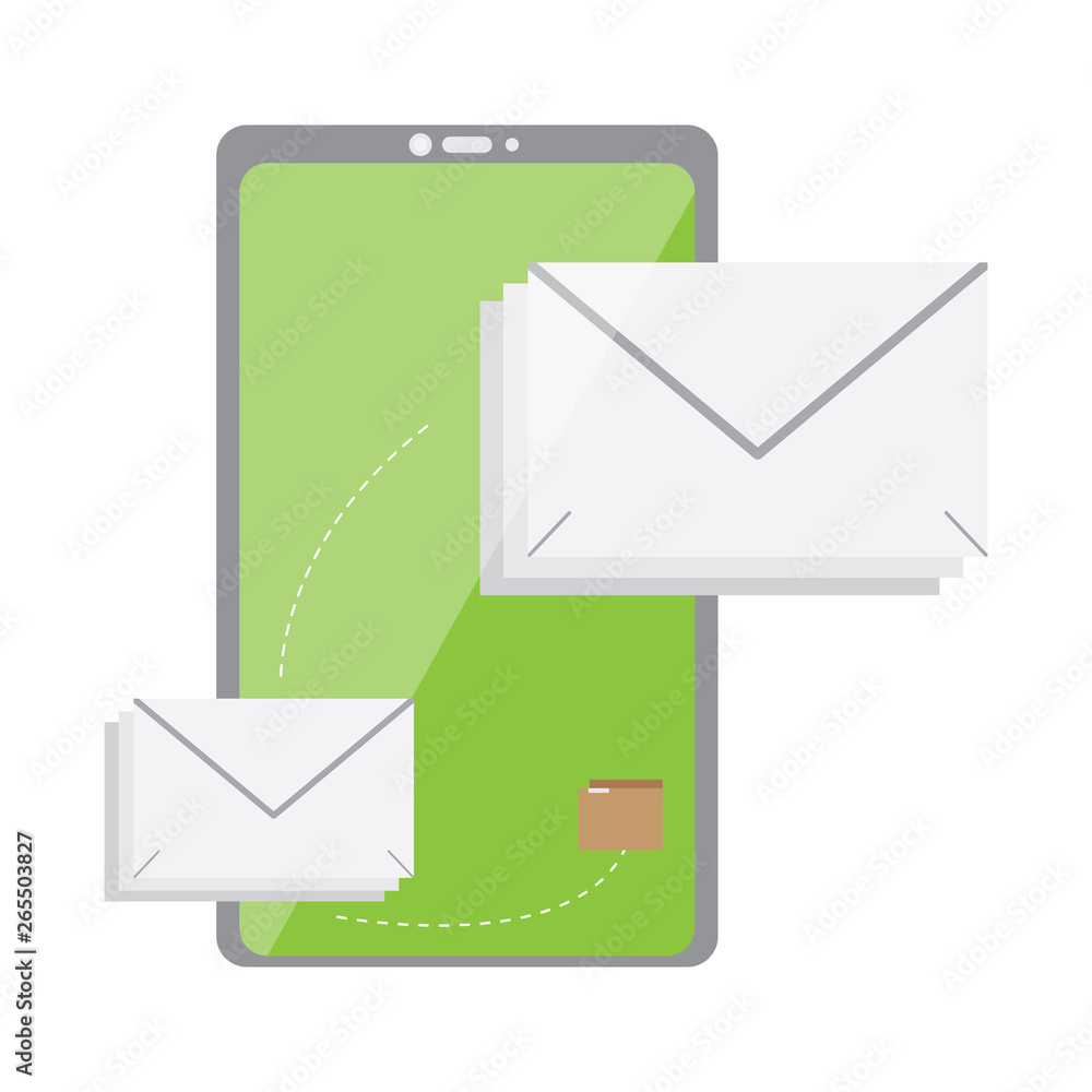 Smartphone with a envelopes icon. Mobile app. Vector illustration design Smartphone with a envelopes icon. Mobile app. Vector illustration design