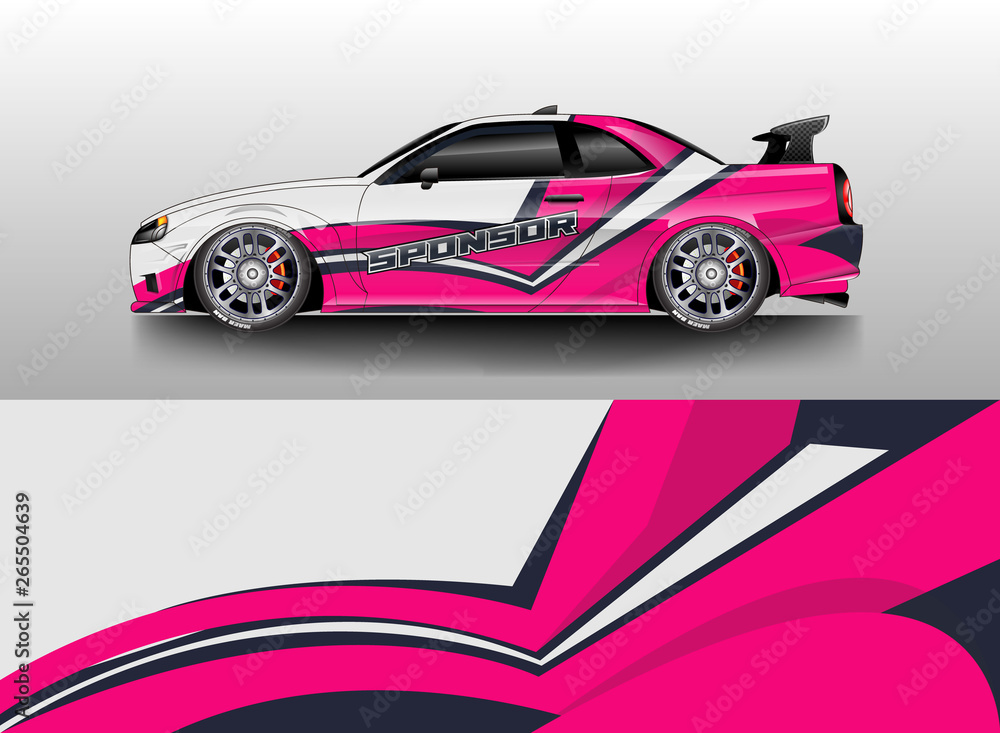 Car wrap livery decal vector , supercar, rally, drift . Graphic abstract stripe racing background . Eps 10 Car wrap livery decal vector , supercar, rally, drift . Graphic abstract stripe racing background . Eps 10