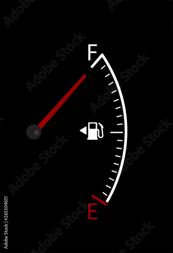 Vector of full car fuel vertical gauge