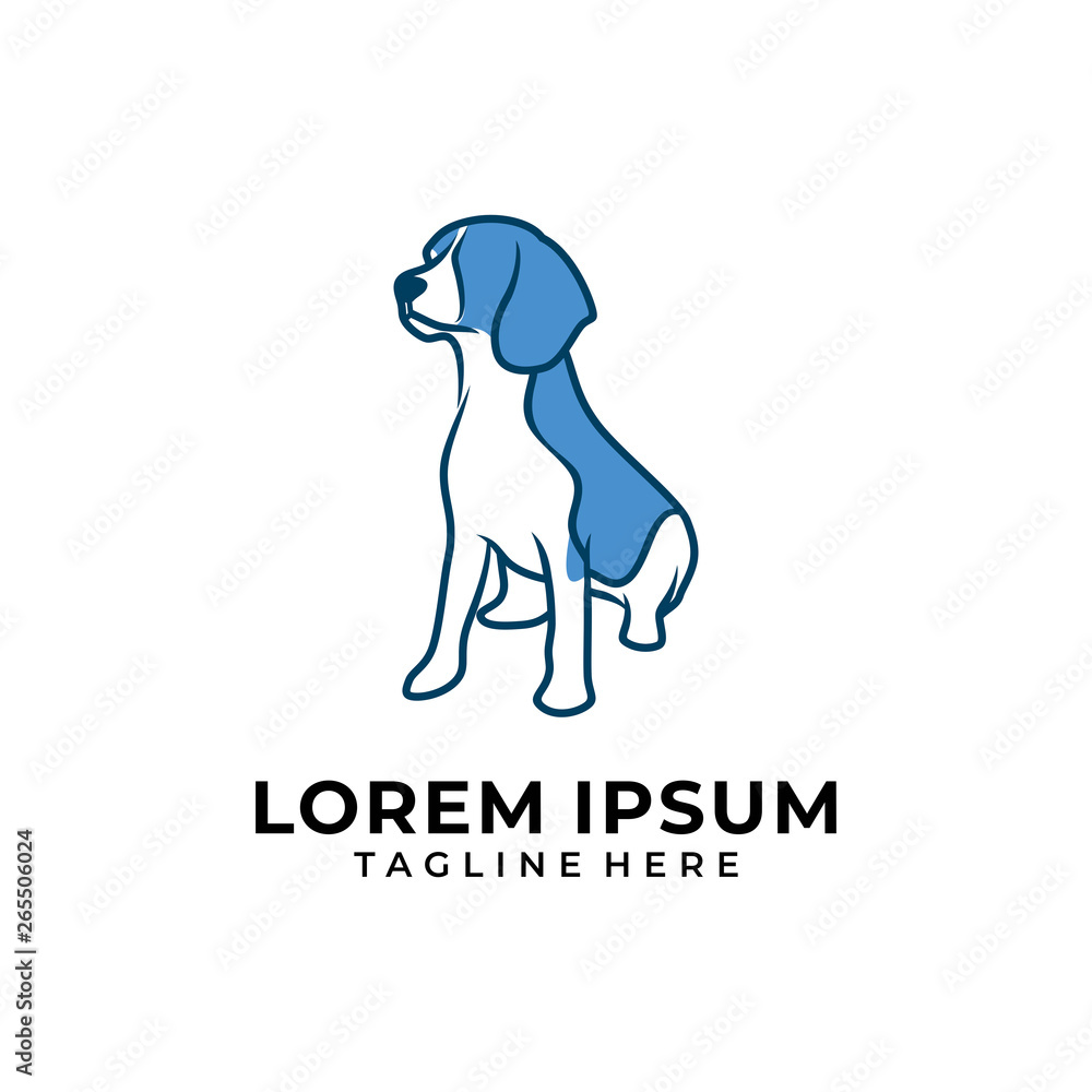 Fototapeta premium Beagle Dog Blue Line