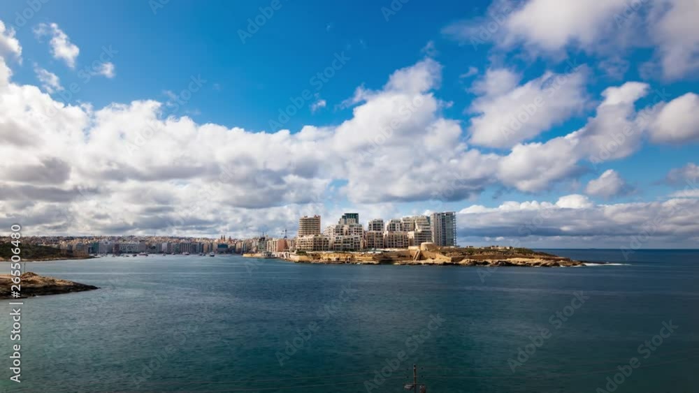 Time lapse zoom in view of Sliema from Valletta, Malta Time lapse zoom in view of Sliema from Valletta, Malta