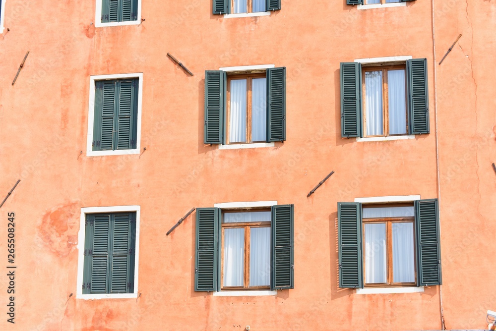 Facade of Italian Windows at Venice City
