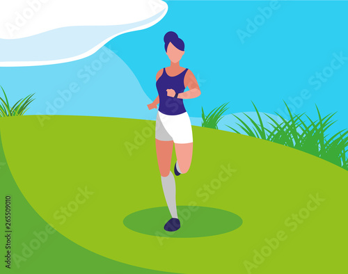athletic woman running in the camp