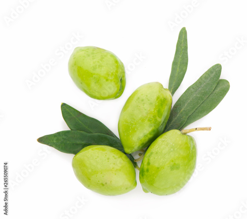 Wallpaper Mural Olive fruit and olive leaves on a white background Torontodigital.ca