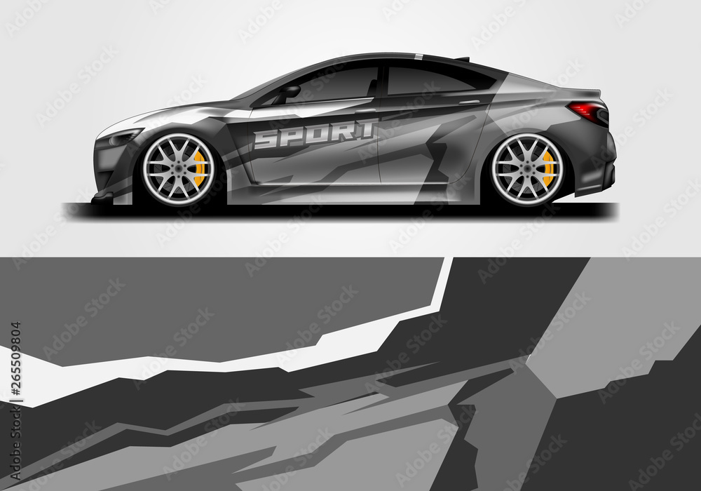 Fototapeta premium Sticker car design vector. Graphic abstract background designs for vehicle, race car, rally, livery 