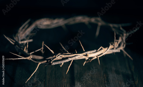 Photo Jesus Crown of Thorn in a Dark Moody Environment