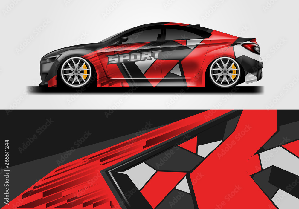 Sticker car design vector. Graphic abstract background designs for vehicle, race car, rally, livery 