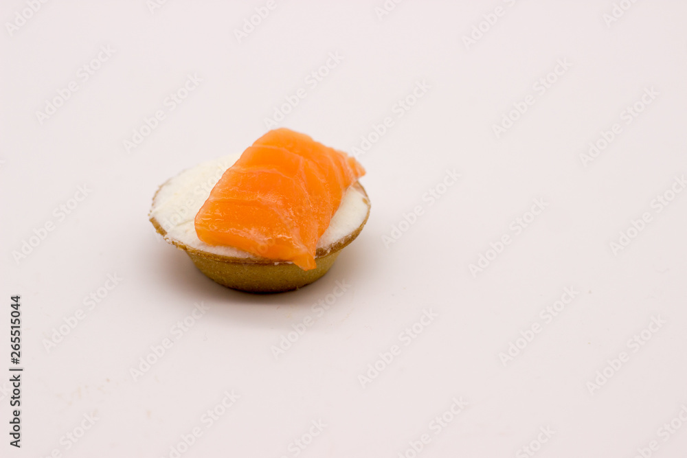 Sandwich with salmon on white background Sandwich with salmon on white background