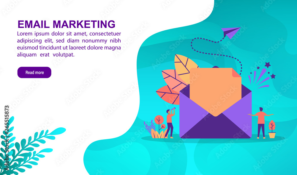 Email marketing illustration concept with character. Template for, banner, presentation, social media, poster, advertising, promotion Email marketing illustration concept with character. Template for, banner, presentation, social media, poster, advertising, promotion