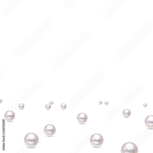 Scattered white pearl. Collection. Luxury Beautiful Shining Jewellery Background with Pearls
