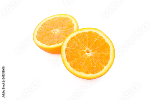 Orange halves isolated on white background. Citrus food