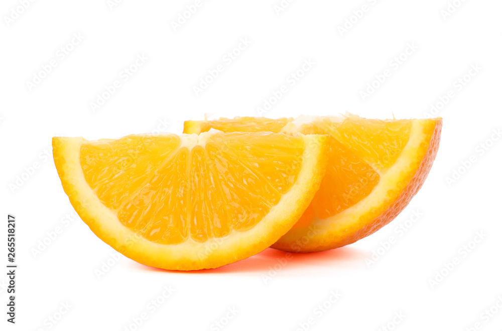 Pieces of ripe orange isolated on white background. Healthy food Pieces of ripe orange isolated on white background. Healthy food