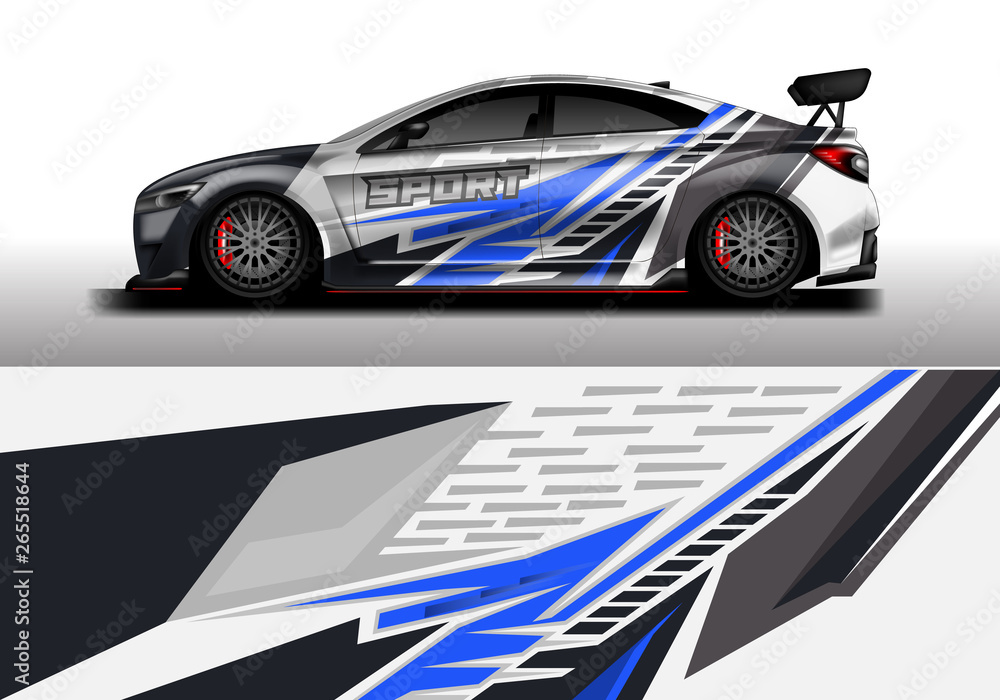 Car wrap decal rally design vector. Graphic abstract background designs for vehicle Car wrap decal rally design vector. Graphic abstract background designs for vehicle