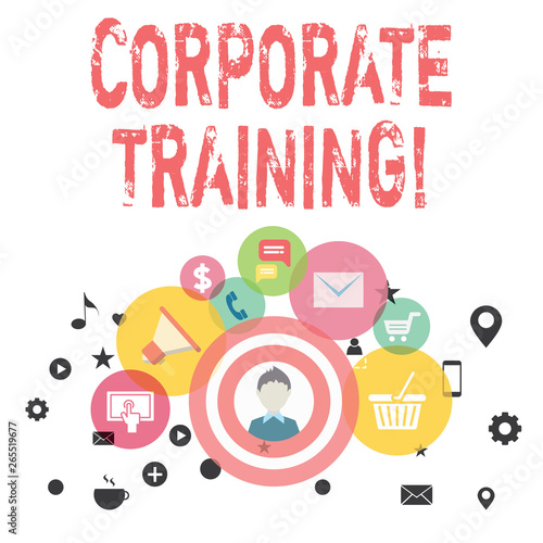 Text sign showing Corporate Training. Business photo showcasing improving the employees perforanalysisce morale and skills photo of Digital Marketing Campaign Icons and Elements for Ecommerce