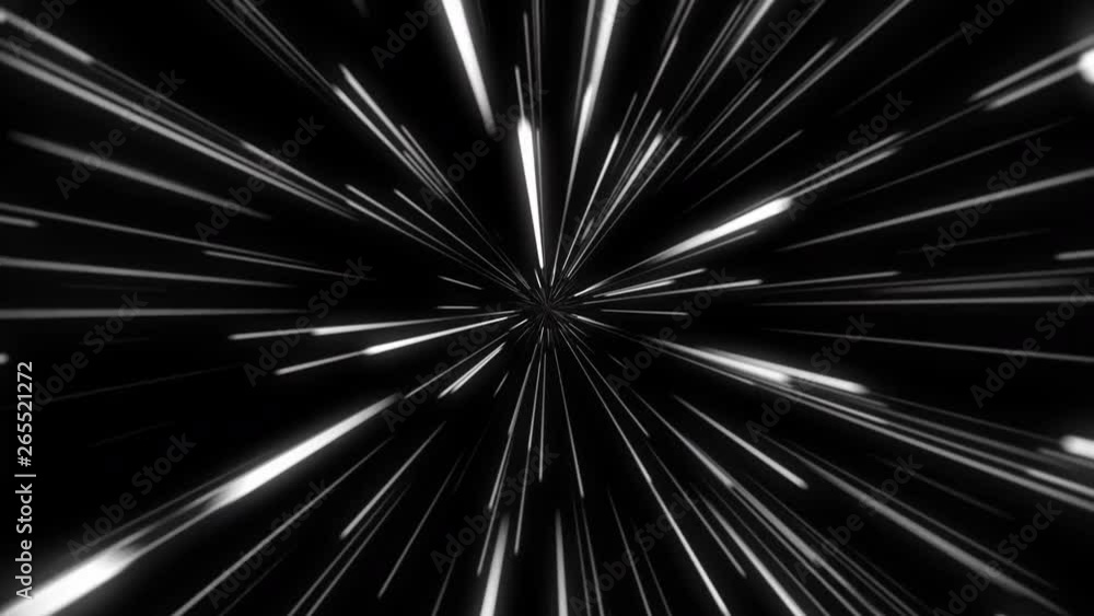 4K Abstract of warp or hyperspace motion in white star trail. Exploding and expanding movement. Motion graphic and animation background.