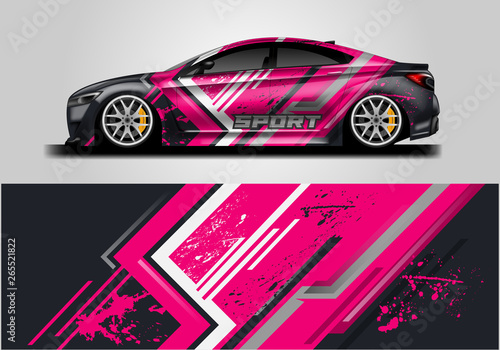 Car decal wrap vector designs. Truck and cargo van decal  company   rally  drift . Graphic abstract stripe racing background