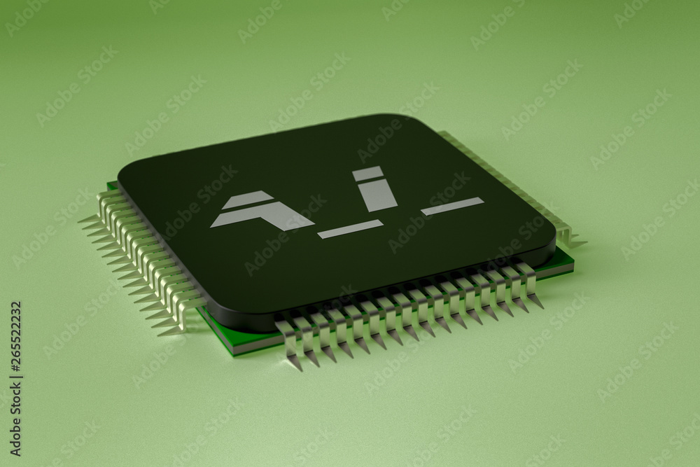An artificial intelligence computer chip(3d rendering) An artificial intelligence computer chip(3d rendering)