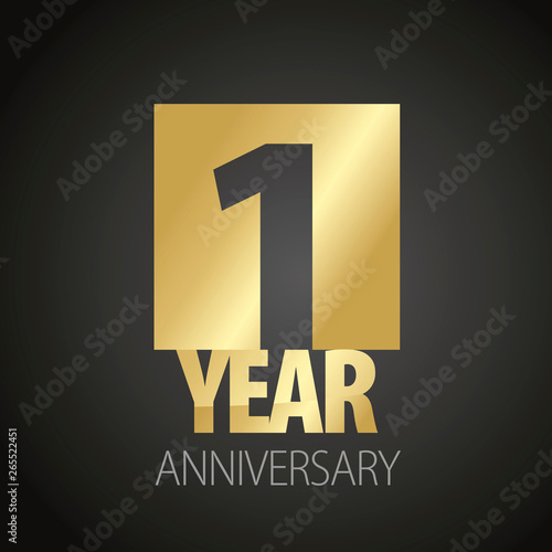 1 Year Anniversary gold black logo icon banner