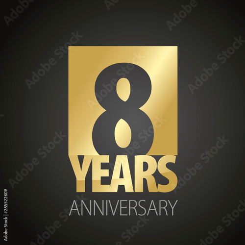 8 Years Anniversary gold black logo icon banner