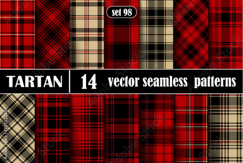 Set Tartan  Plaid  Seamless Pattern Background.