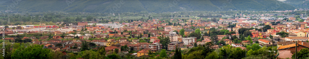 Panorama of Sarzana town and landscape, in Liguria, Italy.