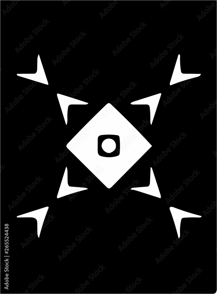 Ornate abstract white symbol on black background